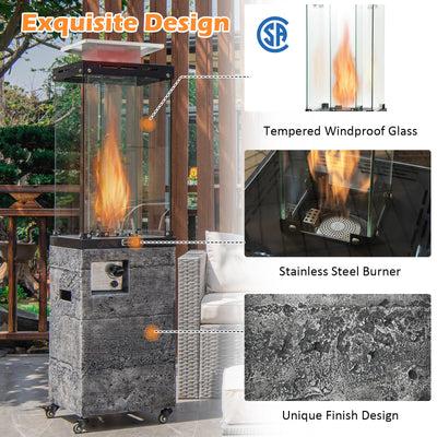 41 000 BTU Propane Patio Heater with Lockable Wheels-Dark Gray