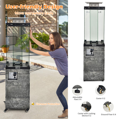 41 000 BTU Propane Patio Heater with Lockable Wheels-Dark Gray
