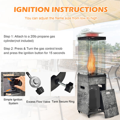 41 000 BTU Propane Patio Heater with Lockable Wheels-Dark Gray