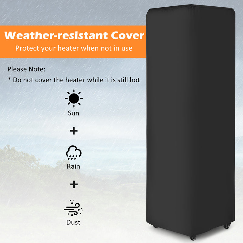 41 000 BTU Propane Patio Heater with Lockable Wheels-Black