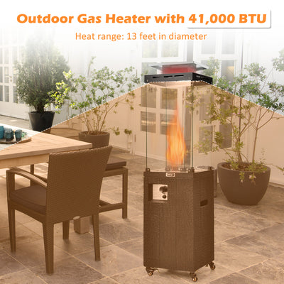 41 000 BTU Propane Patio Heater with Lockable Wheels-Black