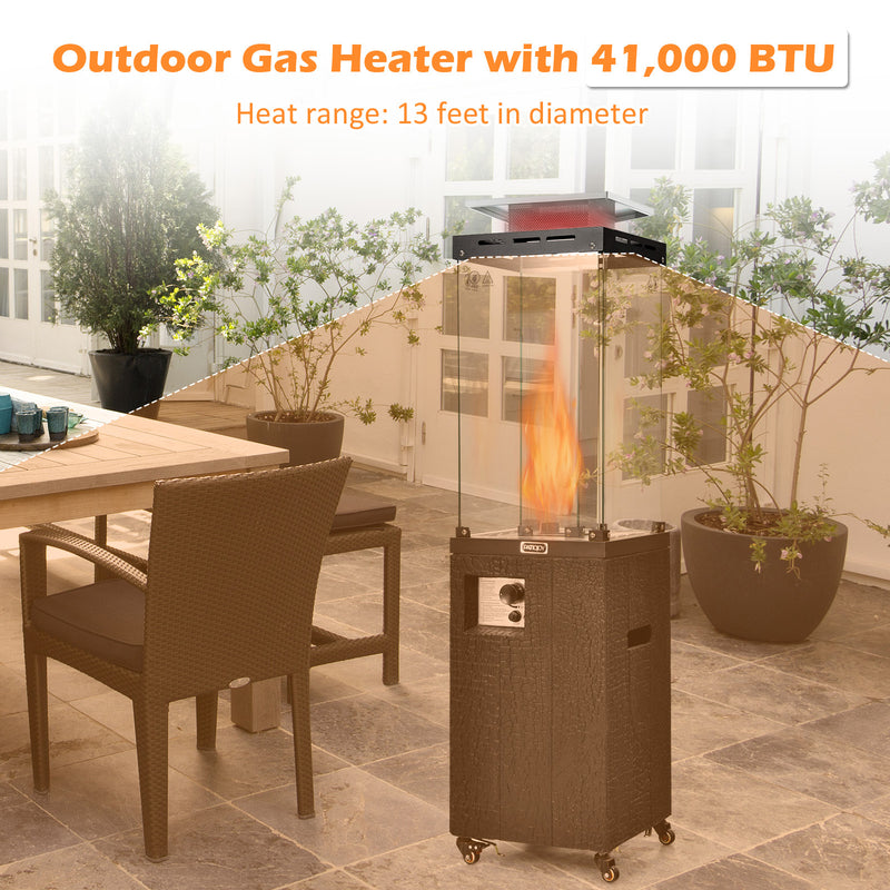 41 000 BTU Propane Patio Heater with Lockable Wheels-Black