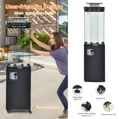 41 000 BTU Propane Patio Heater with Lockable Wheels-Black