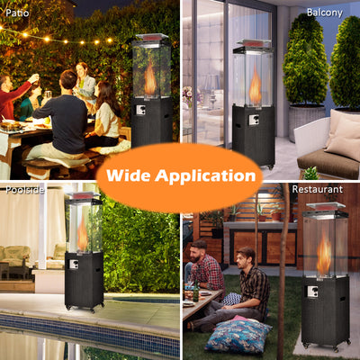 41 000 BTU Propane Patio Heater with Lockable Wheels-Black