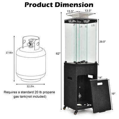 41 000 BTU Propane Patio Heater with Lockable Wheels-Black