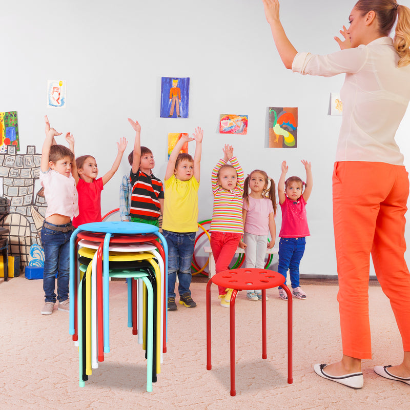 Set of 6 Portable Plastic Stack Stools-Multicolor