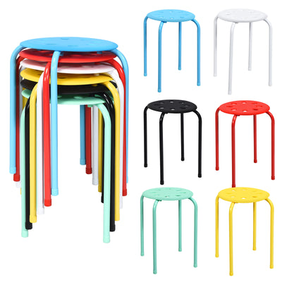 Set of 6 Portable Plastic Stack Stools-Multicolor