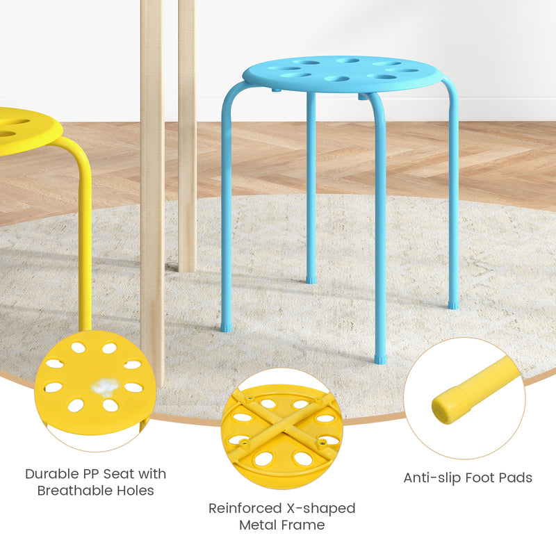 Set of 6 Portable Plastic Stack Stools-Multicolor