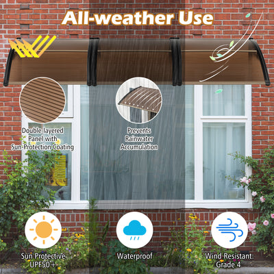 Outdoor Front Door Patio Overhang Awning for Sunlight Rain Snow Wind Protection-48 x 40 Inch