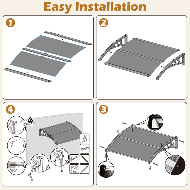 Outdoor Front Door Patio Overhang Awning for Sunlight Rain Snow Wind Protection-48 x 40 Inch