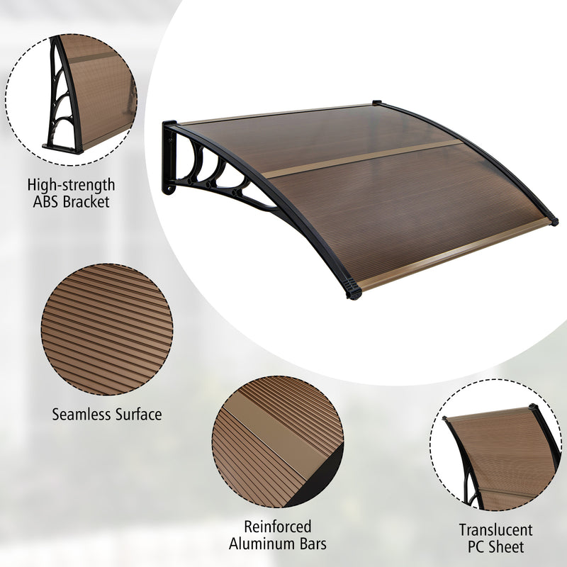 Outdoor Front Door Patio Overhang Awning for Sunlight Rain Snow Wind Protection-48 x 40 Inch