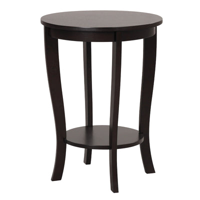 2-tier Round End Table with Solid Wood Legs-Espresso