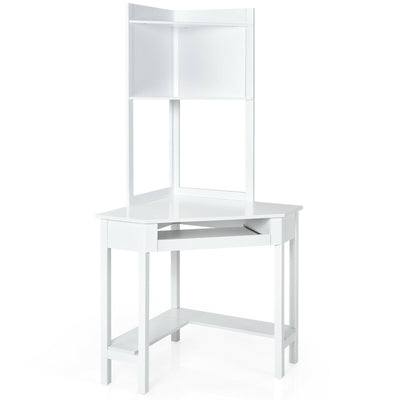 backordered - *Corner Computer Desk with Hutch and Storage Shelves - White