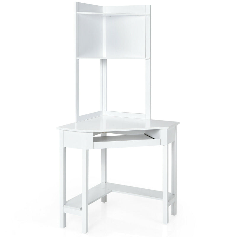 backordered - *Corner Computer Desk with Hutch and Storage Shelves - White