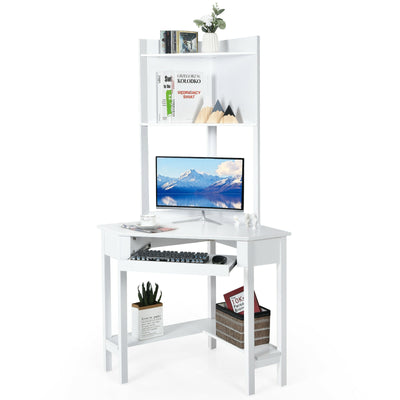 backordered - *Corner Computer Desk with Hutch and Storage Shelves - White