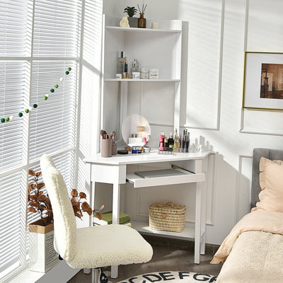backordered - *Corner Computer Desk with Hutch and Storage Shelves - White