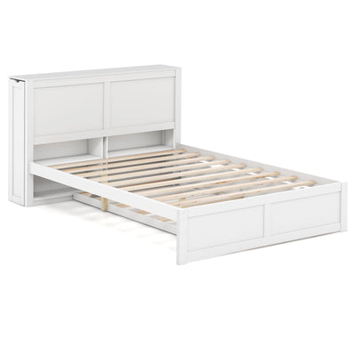 *Twin/Full Kids Wooden Platform Bed with Trundle Storage Headboard - Full Size