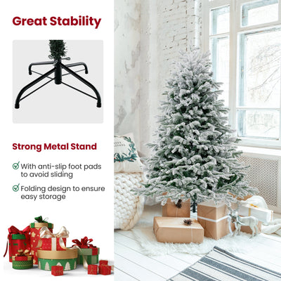 4.5/6/7 FT Artificial Pre-Lit Christmas Tree Hinged Xmas Tree with Warm White LED lights-4.5 ft