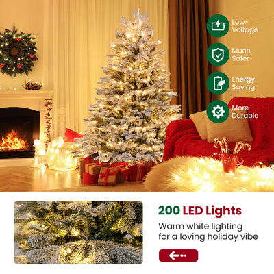 4.5/6/7 FT Artificial Pre-Lit Christmas Tree Hinged Xmas Tree with Warm White LED lights-4.5 ft