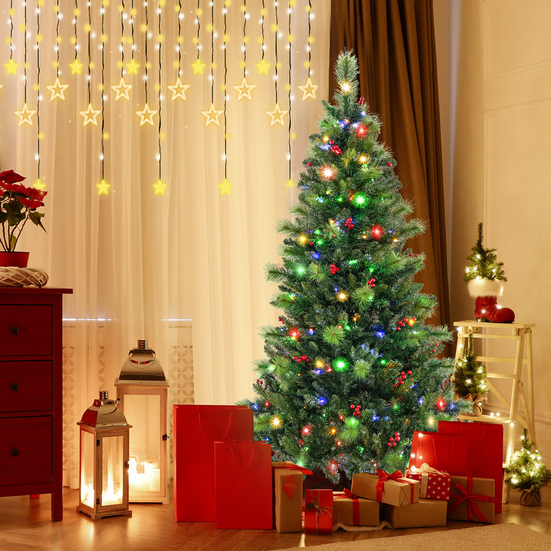 6/7/8 Feet Pre-Lit Artificial Christmas Tree with 300/400/500 LED Ligh