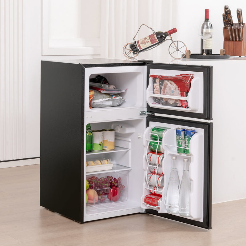 * 3.2 Cu. Ft Compact Mini Fridge with 5 Temperature Settings - Black