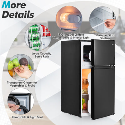 * 3.2 Cu. Ft Compact Mini Fridge with 5 Temperature Settings - Black