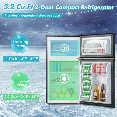 * 3.2 Cu. Ft Compact Mini Fridge with 5 Temperature Settings - Black