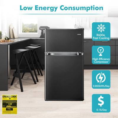 * 3.2 Cu. Ft Compact Mini Fridge with 5 Temperature Settings - Black