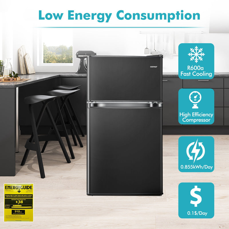 * 3.2 Cu. Ft Compact Mini Fridge with 5 Temperature Settings - Black