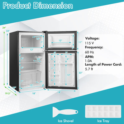 * 3.2 Cu. Ft Compact Mini Fridge with 5 Temperature Settings - Black