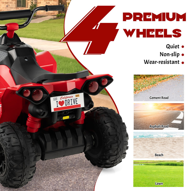 12V Kids Ride On ATV with High/Low Speed and Comfortable Seat-Red
