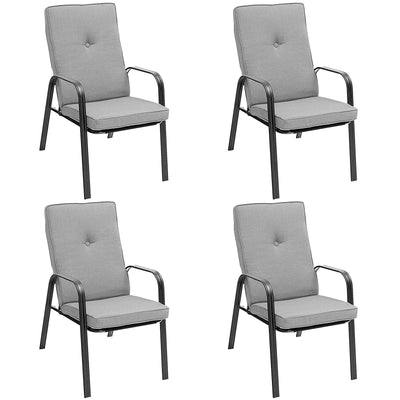 5 Pieces Outdoor Dining Set with 4 Stackable Chair and High-Back Cushions
