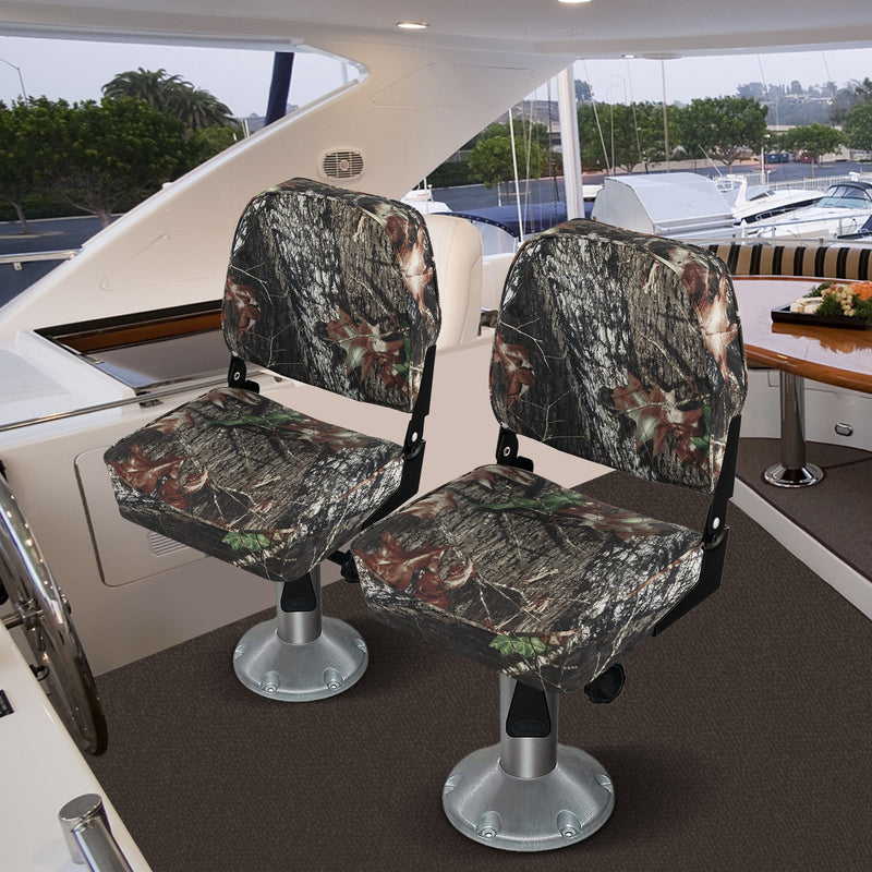 *2-Piece Folding Boat Seat Set with Sponge Padding - Camouflage