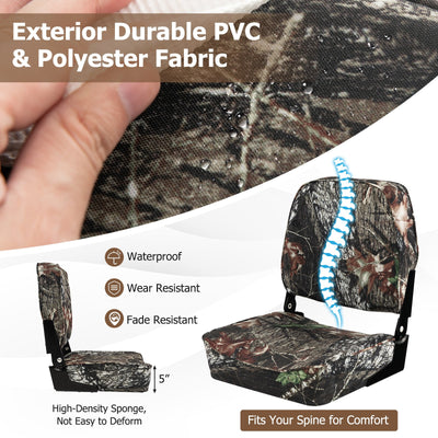 *2-Piece Folding Boat Seat Set with Sponge Padding - Camouflage
