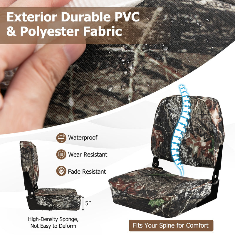 *2-Piece Folding Boat Seat Set with Sponge Padding - Camouflage