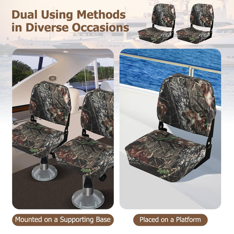 *2-Piece Folding Boat Seat Set with Sponge Padding - Camouflage