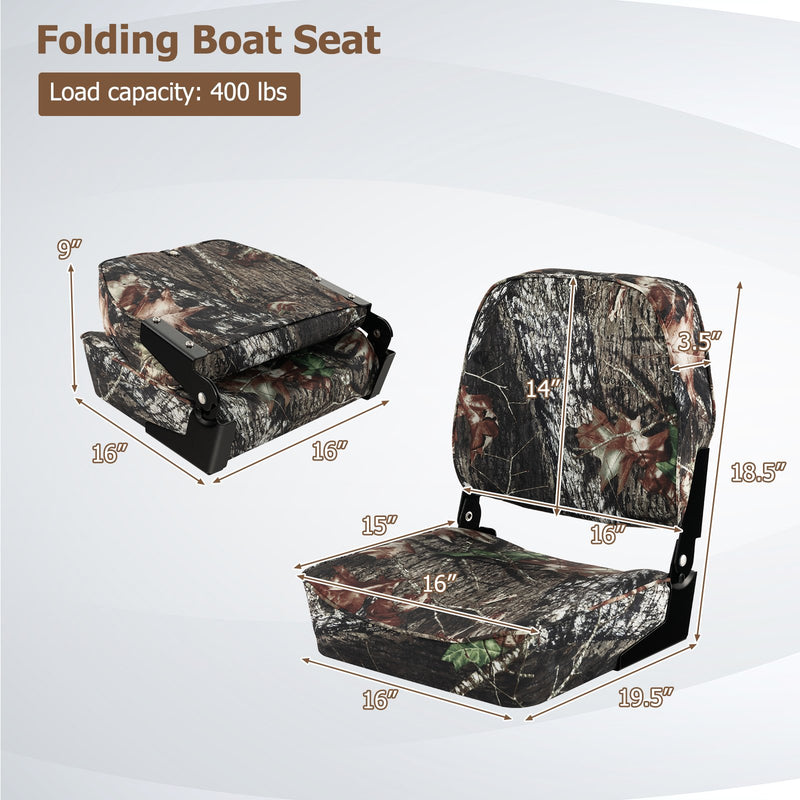 *2-Piece Folding Boat Seat Set with Sponge Padding - Camouflage