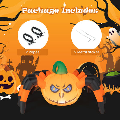5 Feet Halloween Inflatable Pumpkin Spider with Built-in LED Light