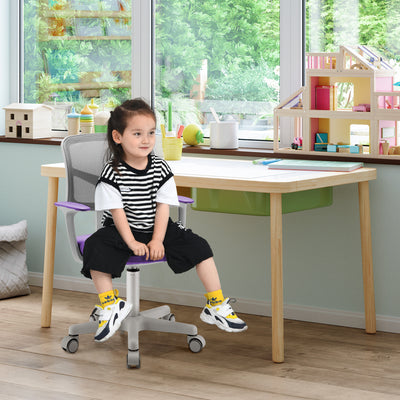 Adjustable Desk Chair with Auto Brake Casters for Kids-Purple
