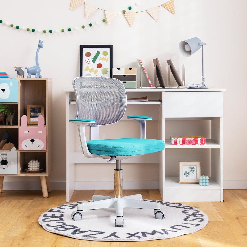 Adjustable Desk Chair with Auto Brake Casters for Kids-Green