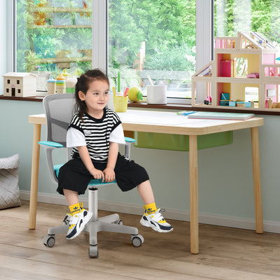 Adjustable Desk Chair with Auto Brake Casters for Kids-Green