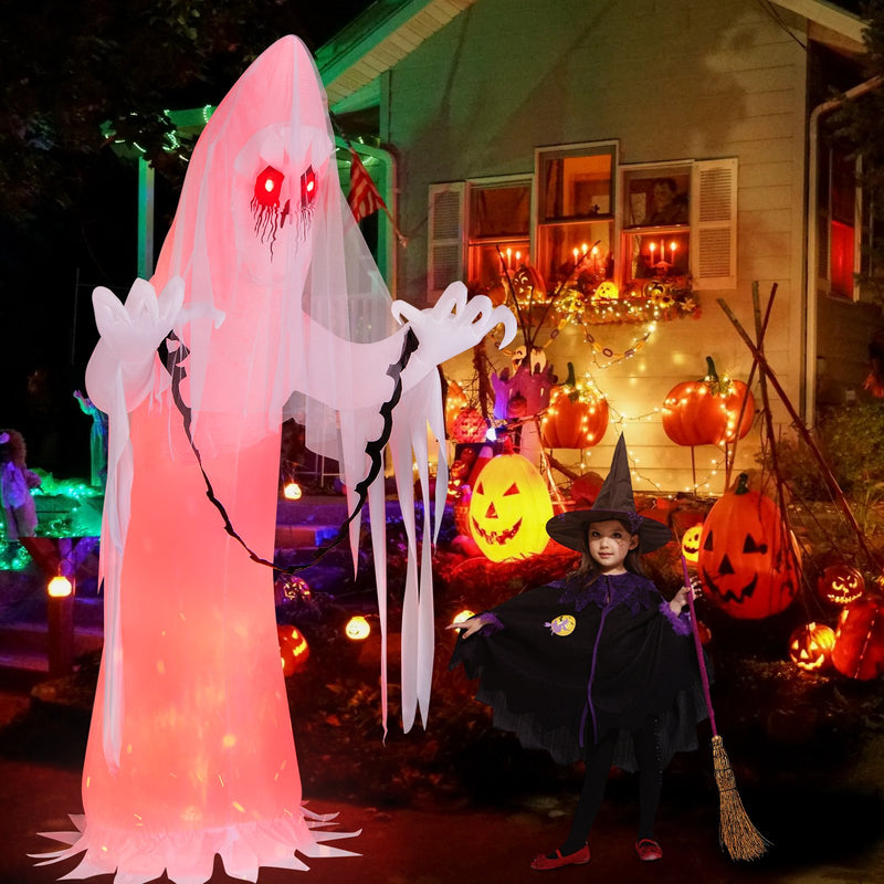 8 Feet Halloween Inflatable Haunting Ghost Bride with Flame LED Light