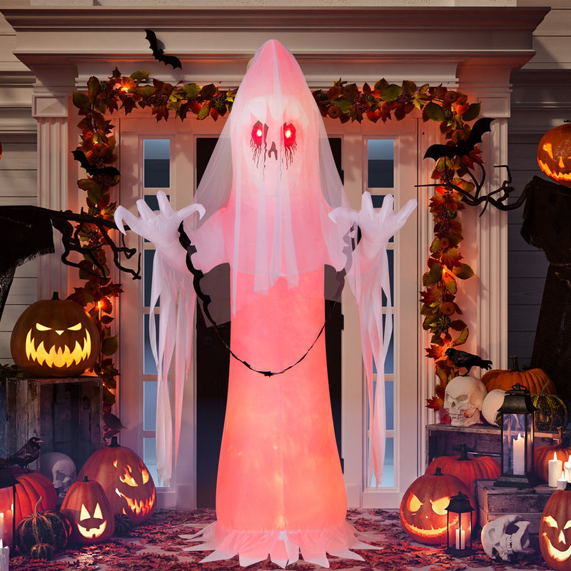 8 Feet Halloween Inflatable Haunting Ghost Bride with Flame LED Light