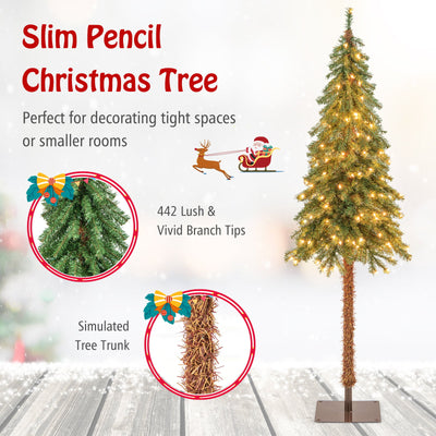 6 Feet Pre-Lit Artificial Christmas Tree with 442 Branch Tips and 175 Lights