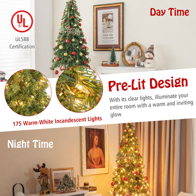 6 Feet Pre-Lit Artificial Christmas Tree with 442 Branch Tips and 175 Lights