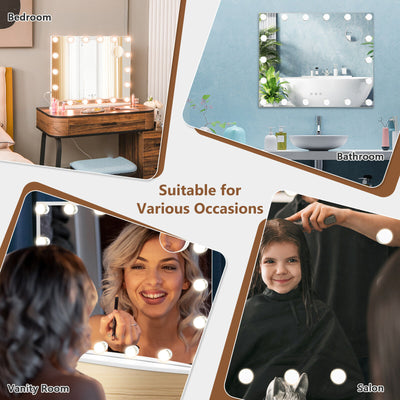 Vanity Mirror with 18 Dimmable LED Bulbs and 3 Color Lighting Modes-White