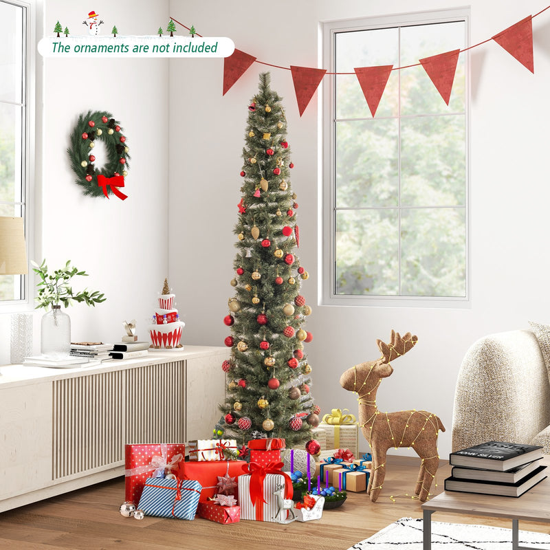 6/7 FeeT Pencil Xmas Tree with Warm White Incandescent Lights-6 ft