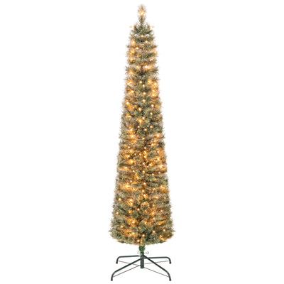 6/7 FeeT Pencil Xmas Tree with Warm White Incandescent Lights-6 ft