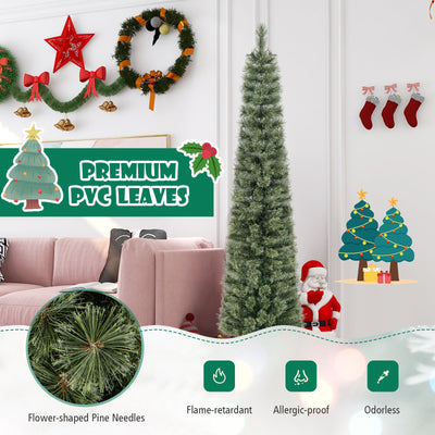 6/7 FeeT Pencil Xmas Tree with Warm White Incandescent Lights-6 ft