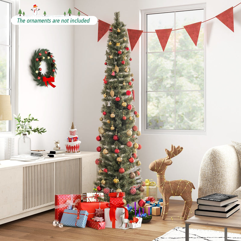 6/7 FeeT Pencil Xmas Tree with Warm White Incandescent Lights-7 ft